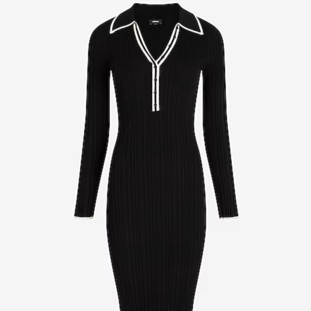 Express Ribbed V-Neck Sweater Dress
